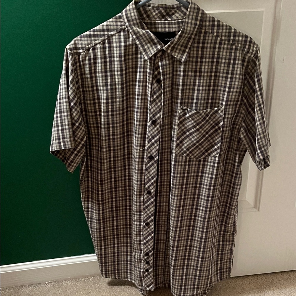 Hurley Black and Brown Plaid Casual Shirt
